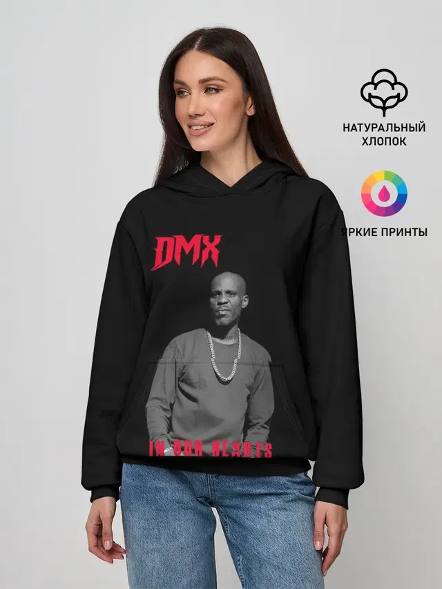 Женское худи с принтом «Зарубежные — DMX - В наших сердцах»