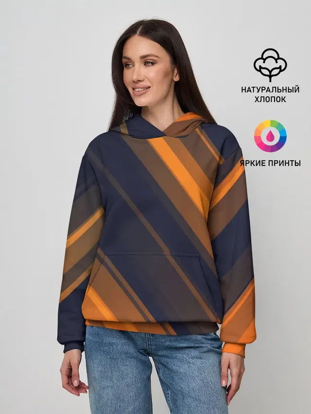 Женское худи с принтом «Абстракция — ORANGE Black»