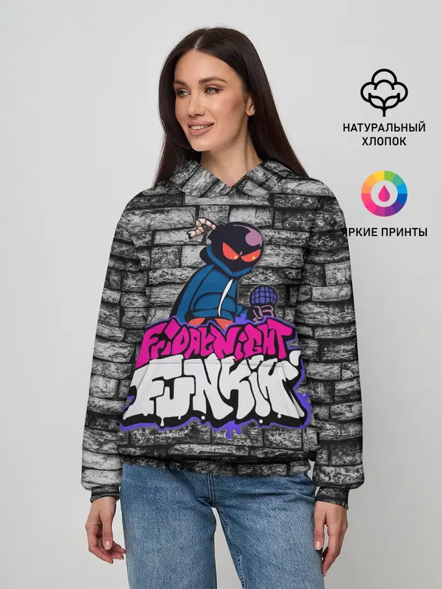 Женское худи с принтом «Whitty — Friday Night Funkin Bomb man B»