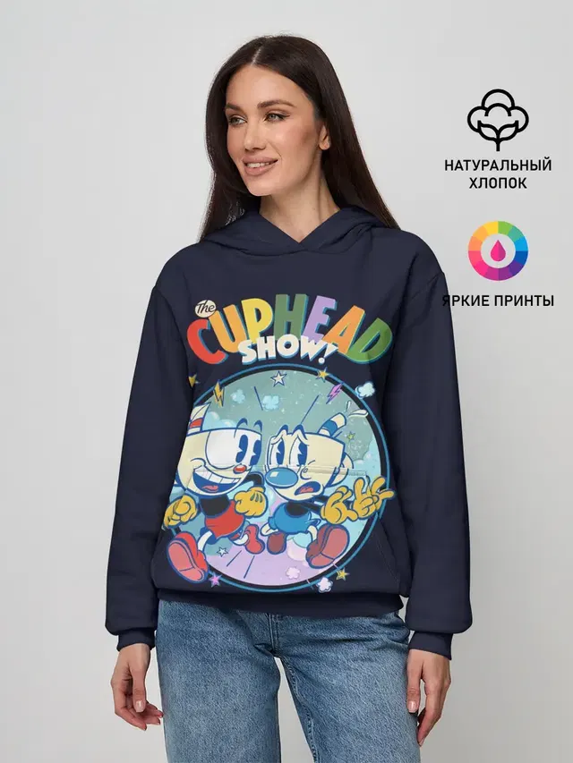 Женское худи с принтом «The Cuphead Show!»