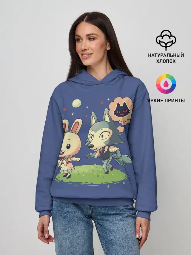 Женское худи с принтом «Beastars — Зайка и волчек»