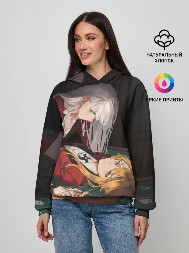 Женское худи с принтом «Yumeko Jabami, Sumera Itsuki»