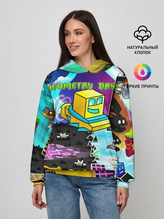 Женское худи с принтом «Geometry Dash»