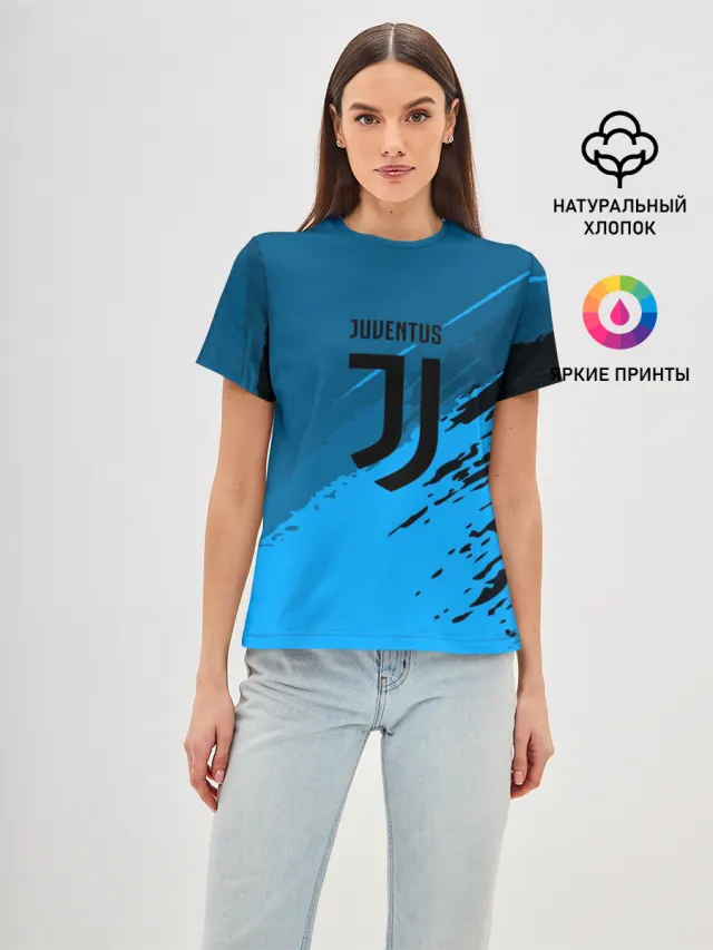 Женская базовая футболка с принтом «Ювентус — FC Juventus abstract style»
