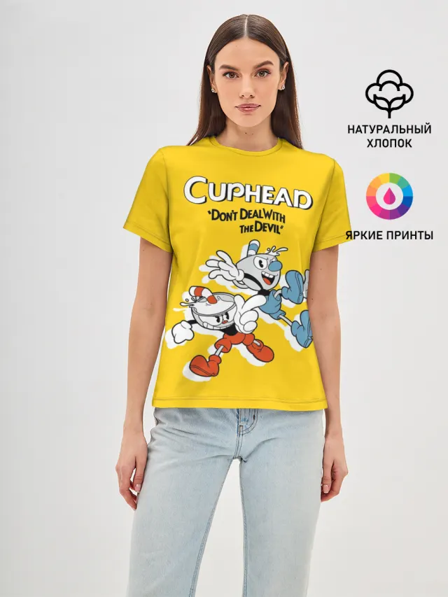 Женская базовая футболка с принтом «Mugman»