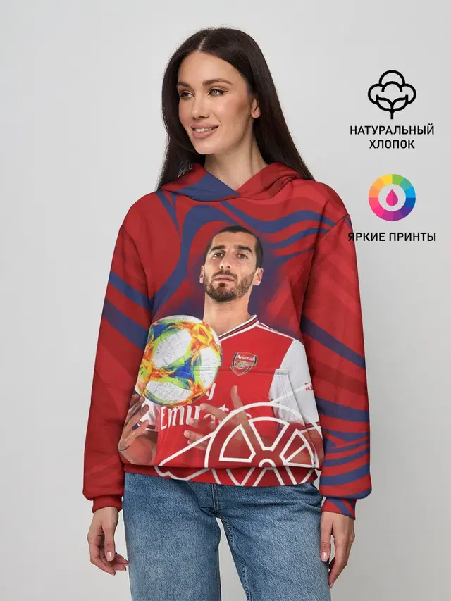 Женское худи с принтом «Генрих Мхитарян — Henrikh Mkhitaryan — Arsenal»
