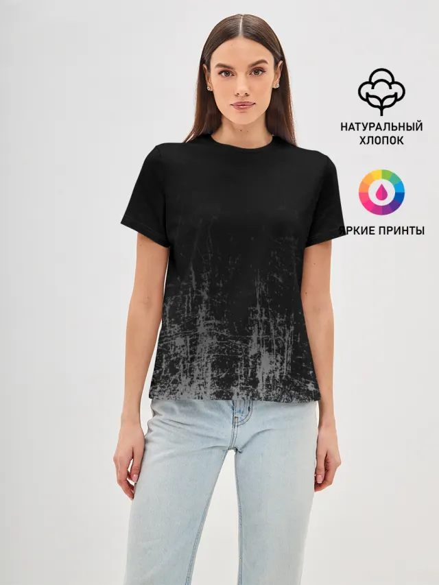 Женская базовая футболка с принтом «Black Grunge»