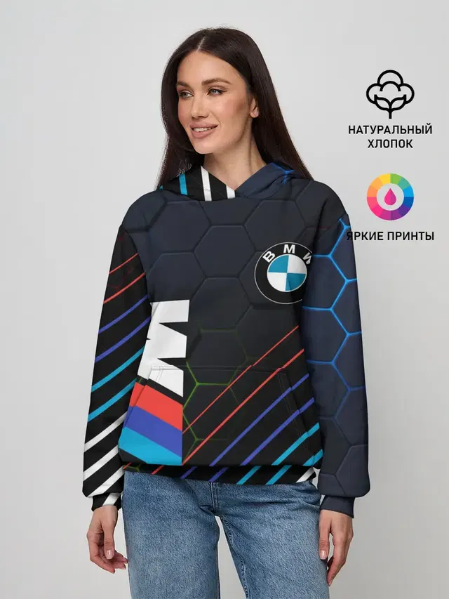 Женское худи с принтом «BMW — M COMPETITION»