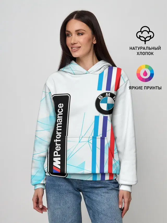 Женское худи с принтом «BMW — M PERFORMANCE»