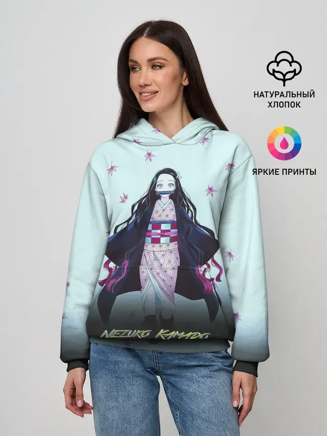Женское худи с принтом «Клинок, рассекающий демонов — Nezuko Kamado Demon Slayer»
