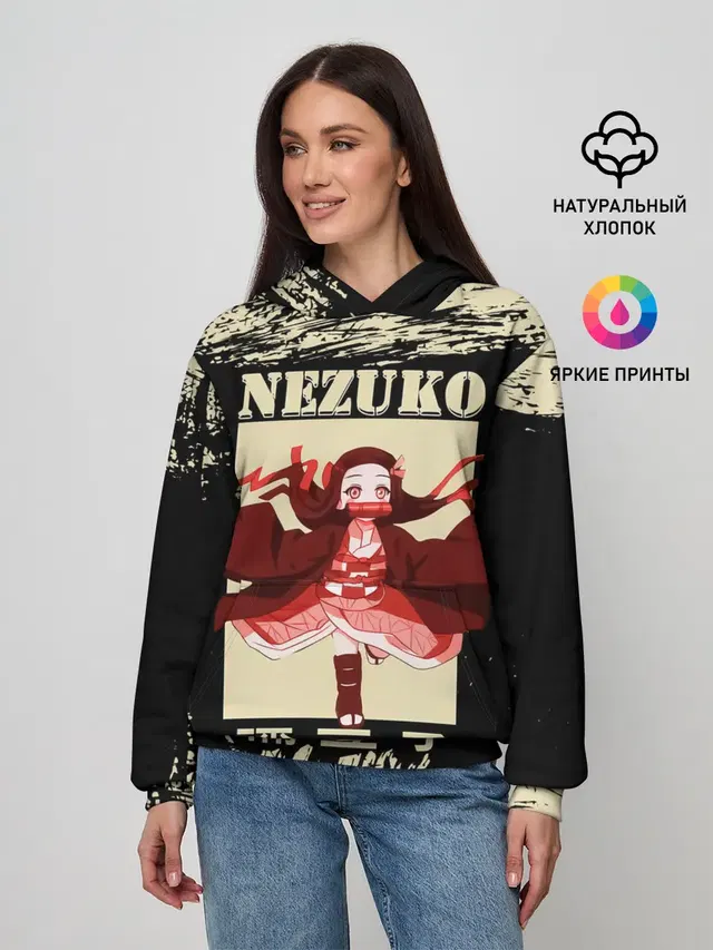 Женское худи с принтом «Клинок, рассекающий демонов — NEZUKO»