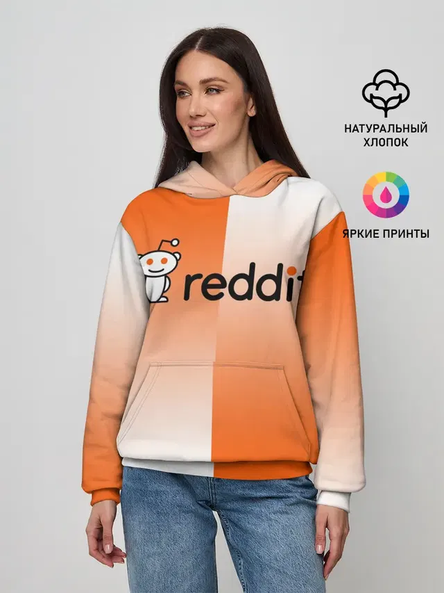 Женское худи с принтом «Социальные сети — REDDIT — РЕДДИТ — ГРАДИЕНТ»