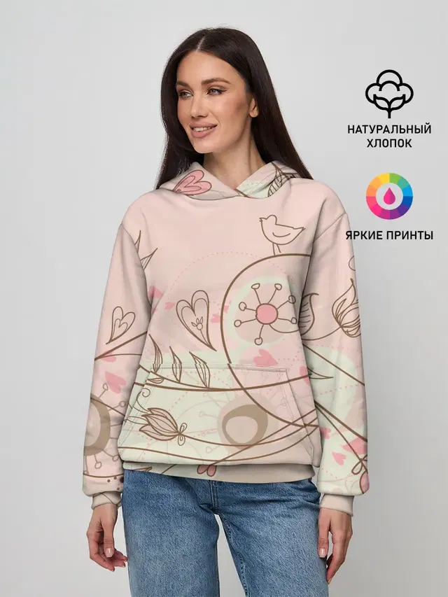 Летний узор цветы птичка