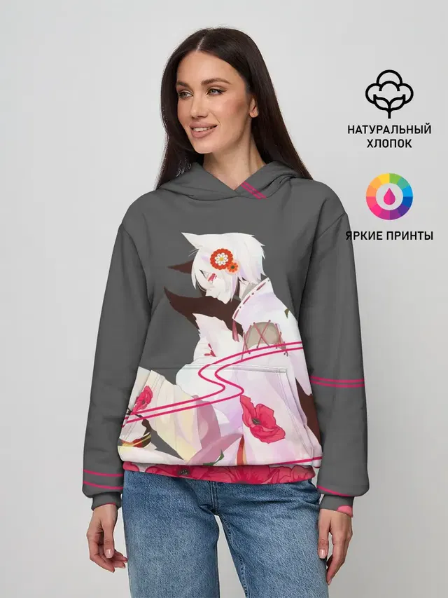 Женское худи с принтом «Очень приятно, Бог — Flower Tomoe»
