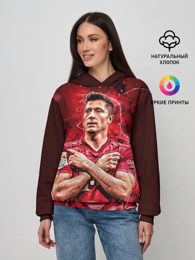 Женское худи с принтом «Левандовски Lewandowski 9»