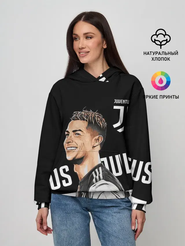 Женское худи с принтом «Криштиану Роналду — JUVENTUS»