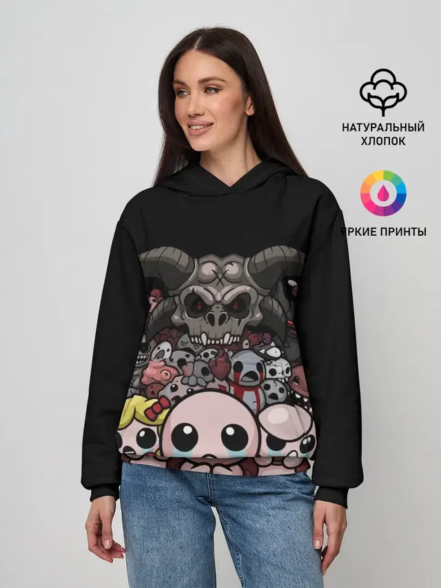 Женское худи с принтом «Игры — The Binding of isaac — bosses»
