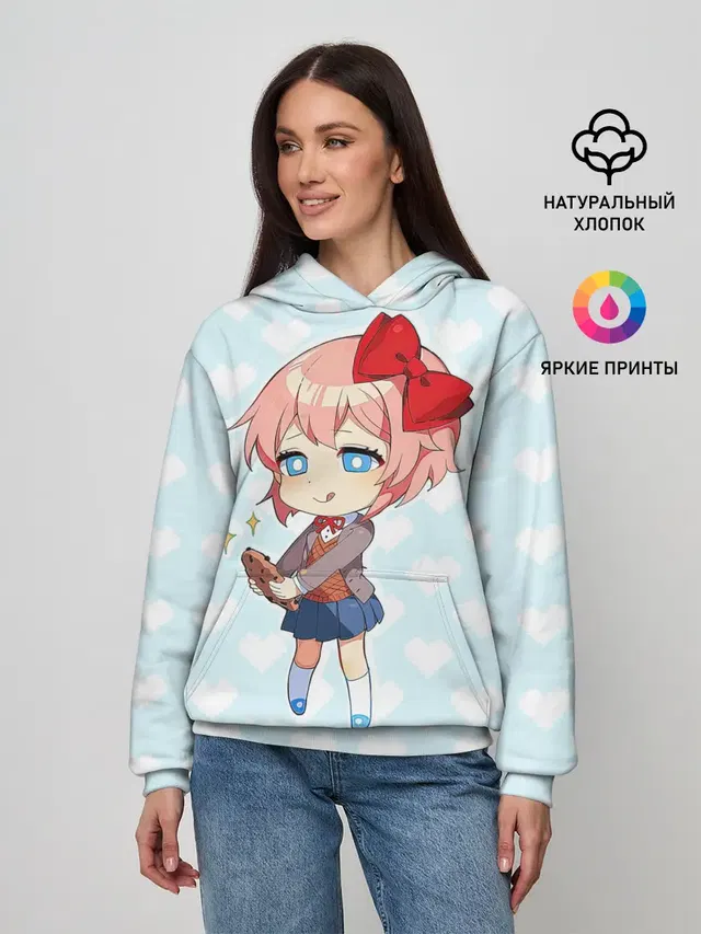 Женское худи с принтом «Chibi Sayori»