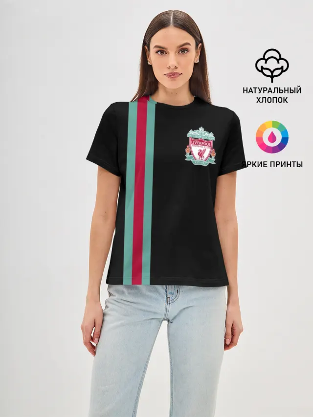 Женская базовая футболка с принтом «Liverpool FC»