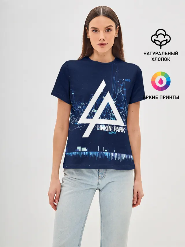 Женская базовая футболка с принтом «Linkin Park music collection»