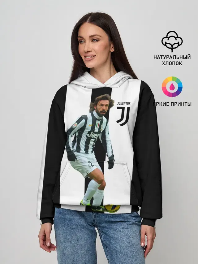 Женское худи с принтом «Ювентус — Andrea Pirlo»