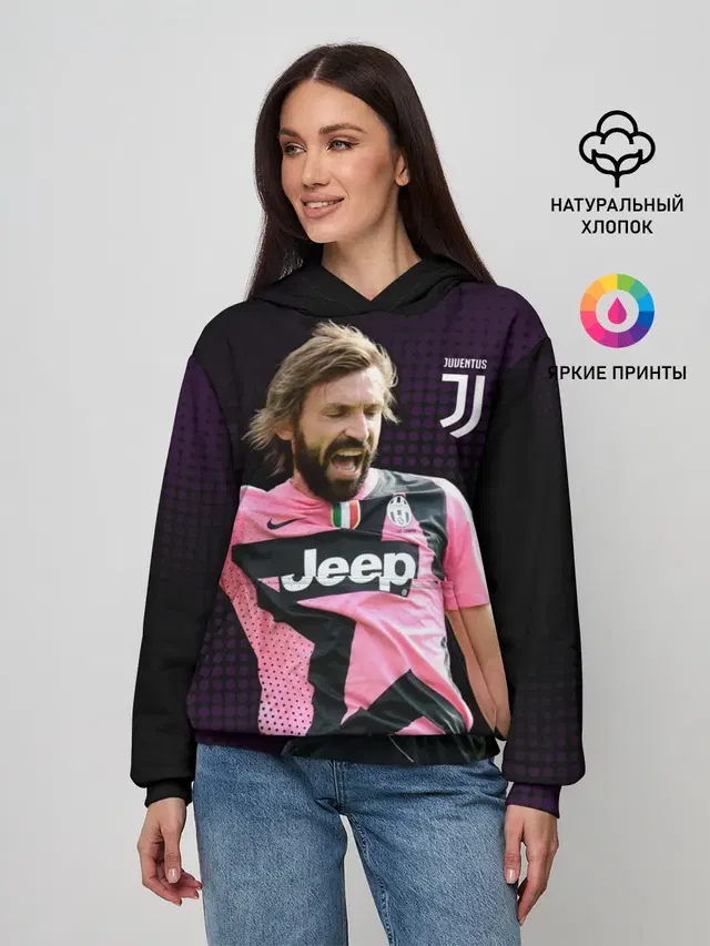 Женское худи с принтом «Ювентус — Andrea Pirlo»