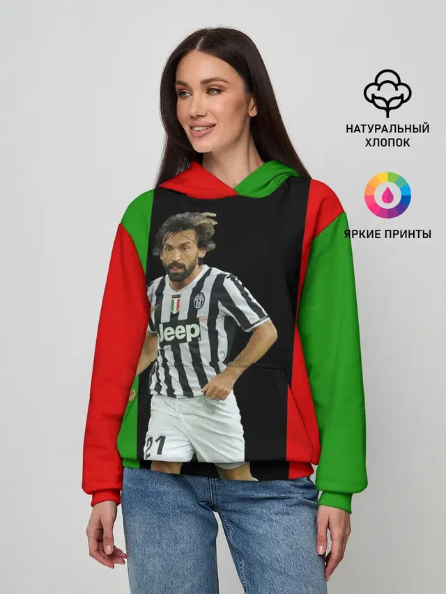 Женское худи с принтом «Ювентус — Andrea Pirlo»