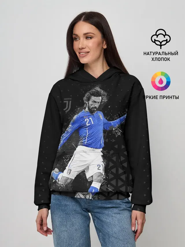 Женское худи с принтом «Ювентус — Andrea Pirlo»