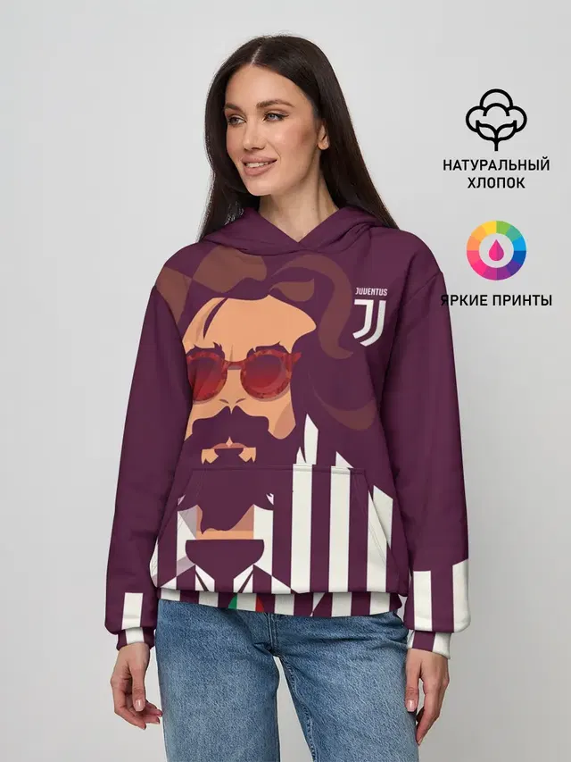 Женское худи с принтом «Ювентус — Andrea Pirlo»