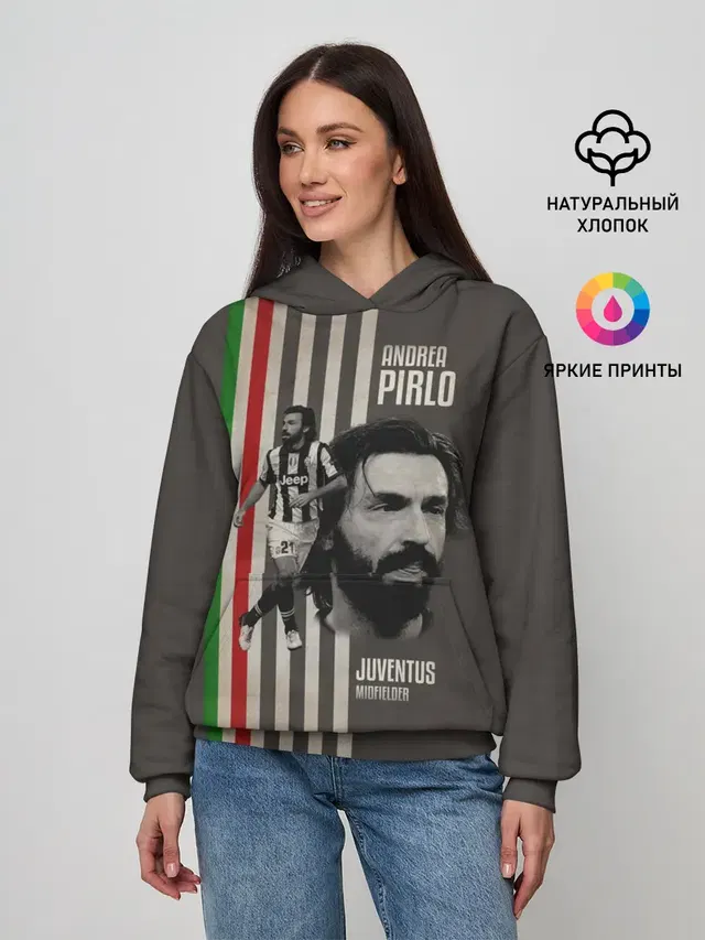 Женское худи с принтом «Ювентус — Andrea Pirlo»