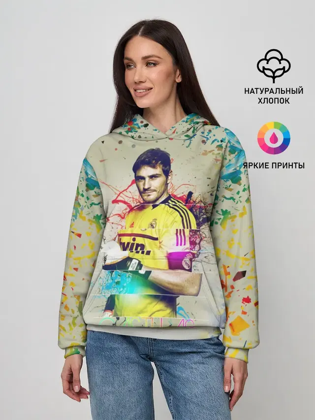 Женское худи с принтом «Реал Мадрид — Iker Casillas»