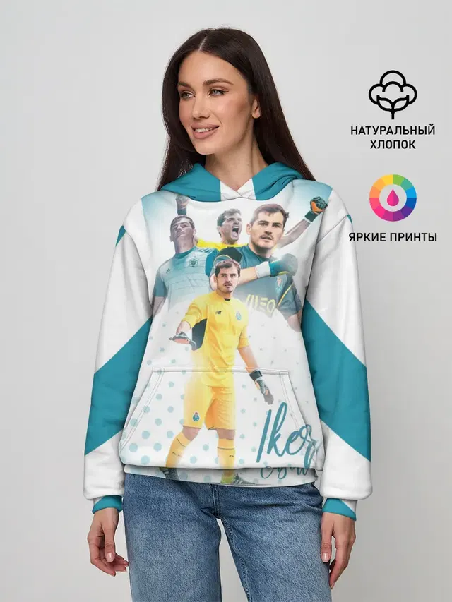Женское худи с принтом «Реал Мадрид — Iker Casillas»