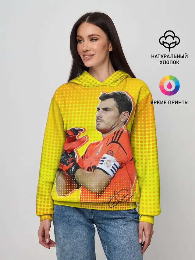 Женское худи с принтом «Реал Мадрид — Iker Casillas»