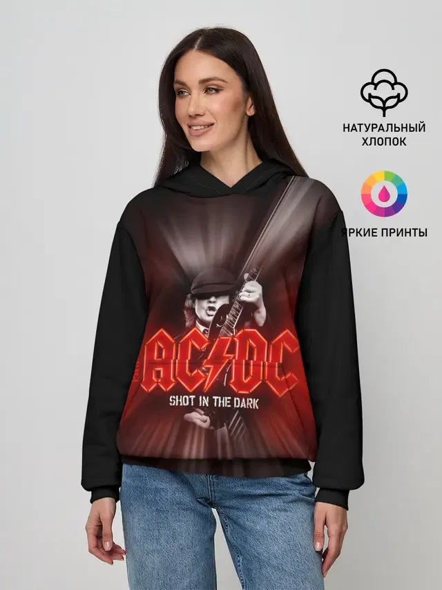 Женское худи с принтом «AC — AC/DC: Angus Young»