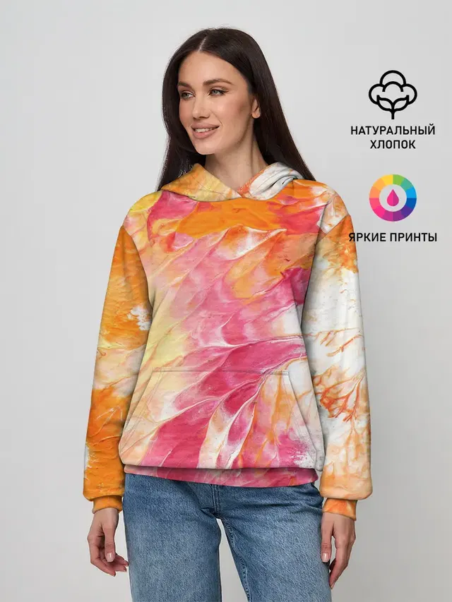Женское худи с принтом «Tie-Dye — Яркая — Bright colors»