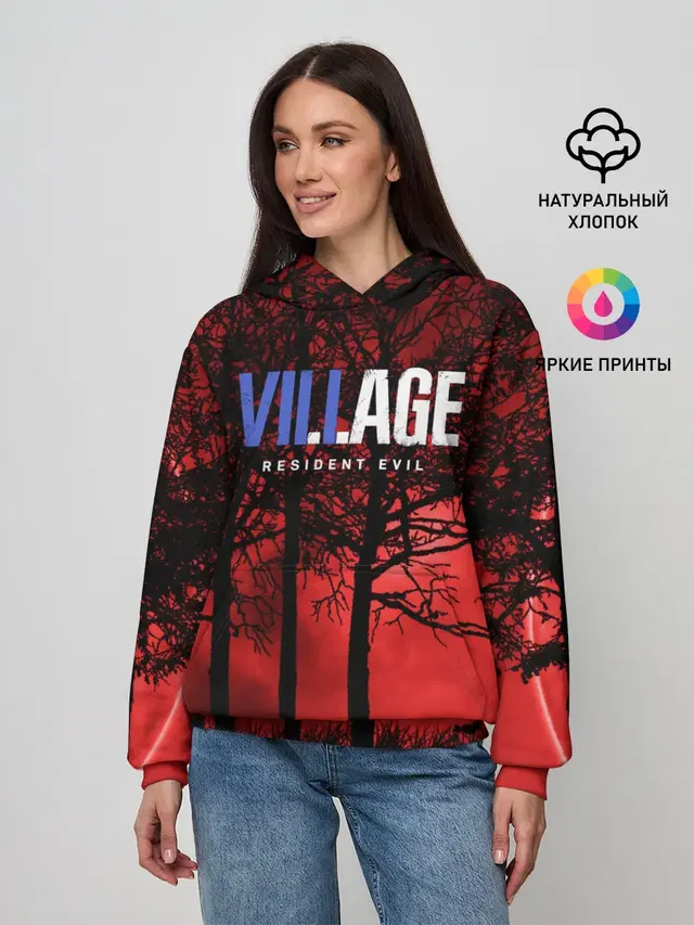 Женское худи с принтом «Blood moon — Resident Evil Village»