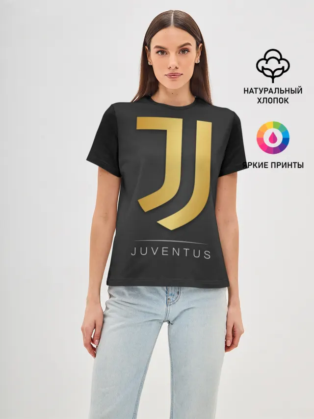Женская базовая футболка с принтом «Ювентус — Juventus Gold Edition»