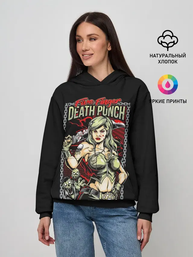Женское худи с принтом «Five Finger Death Punch — FFDP Girl»