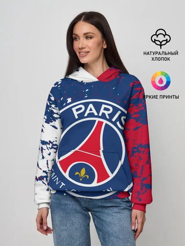 Женское худи с принтом «ПСЖ — ФК ПСЖ — FC PSG — PARIS SG»