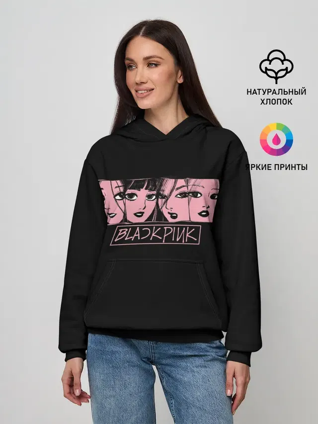 Женское худи с принтом «BlackPink — Black Pink Art»