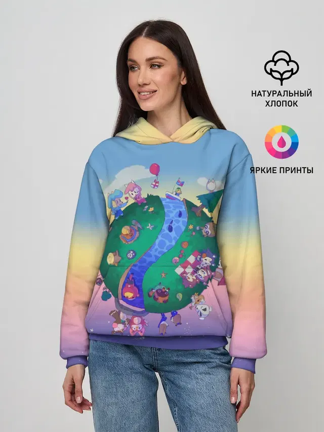 Женское худи с принтом «Animal crossing world»
