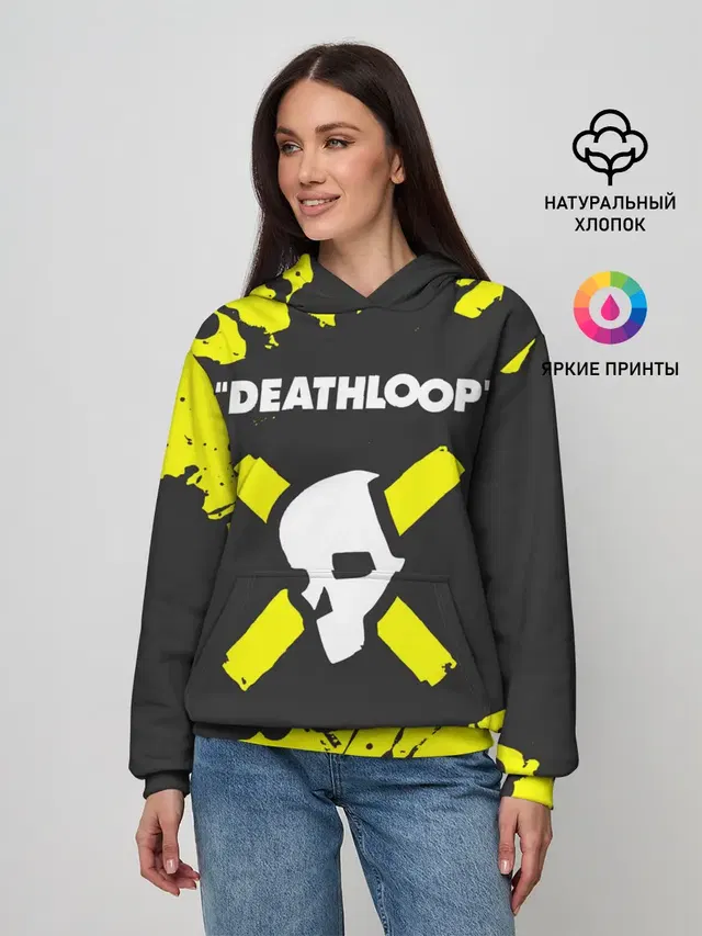Женское худи с принтом «Разные игры — Deathloop - Paint»