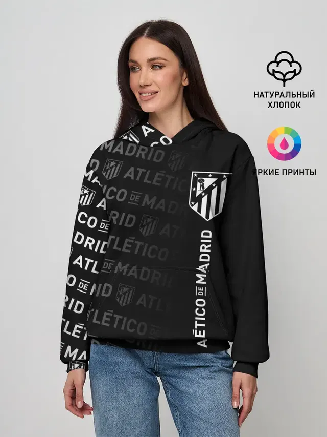Женское худи с принтом «Atletico Madrid — ATLETICO DE MADRID — АТЛЕТИКО»