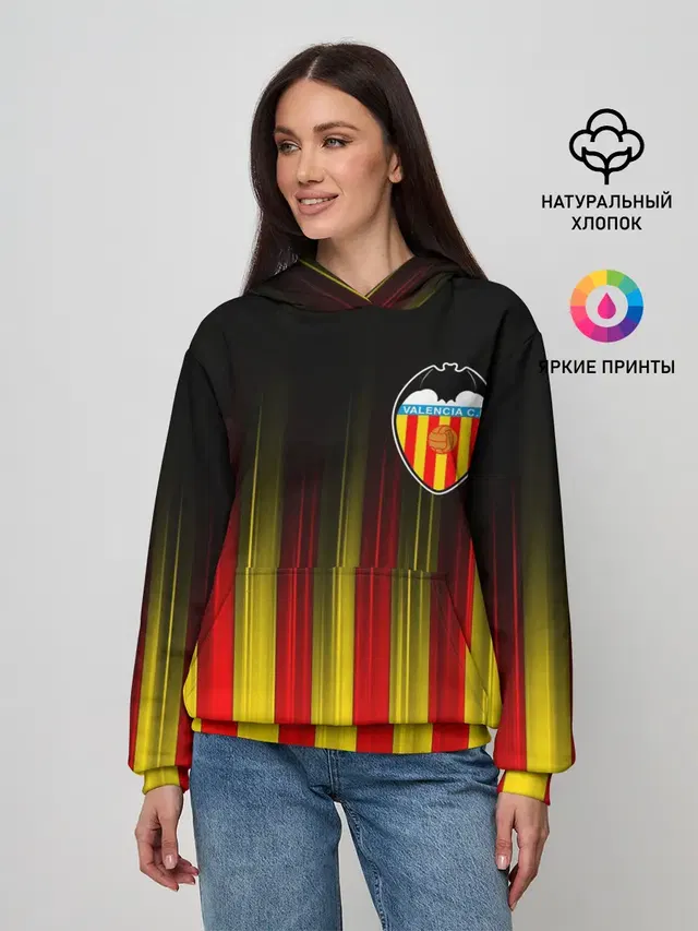 Женское худи с принтом «Valencia — FC VALENCIA — ФК ВАЛЕНСИЯ»