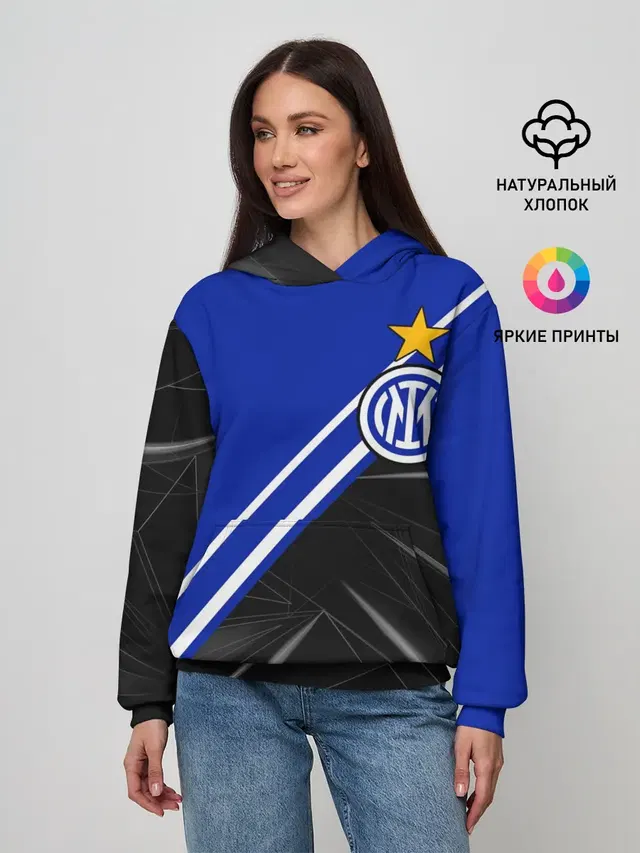 Женское худи с принтом «Geometric pattern — INTER MILAN»