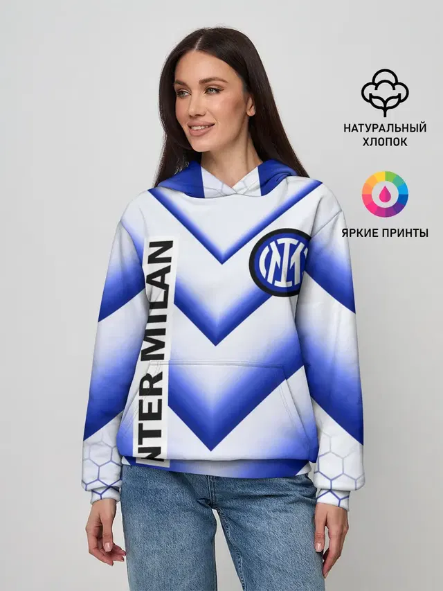 Женское худи с принтом «Hexagon pattern — INTER MILAN»
