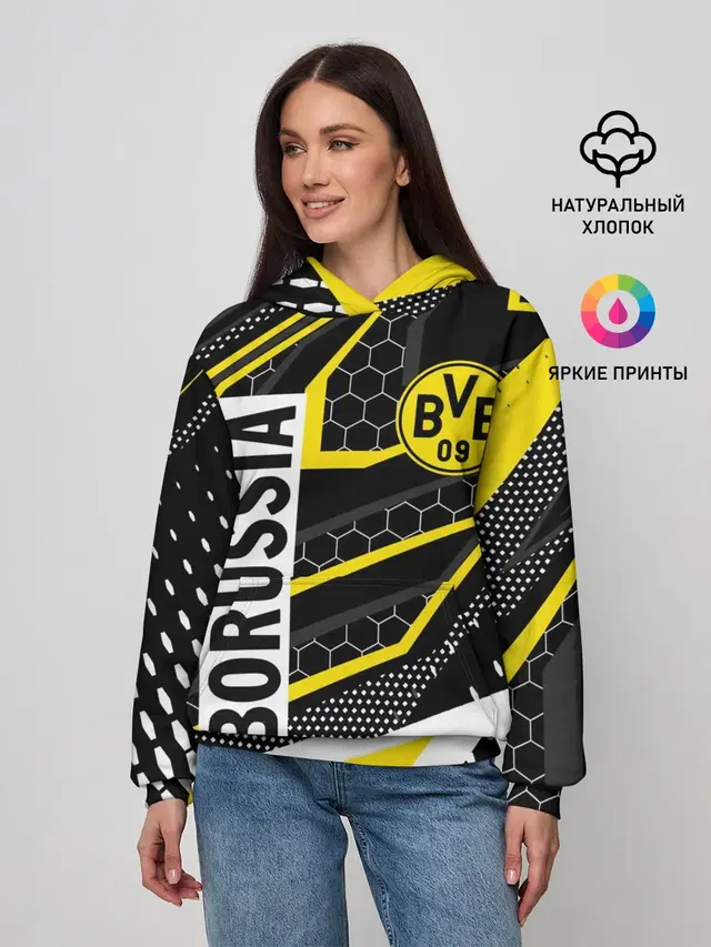 Женское худи с принтом «ФК Боруссия — FC BORUSSIA»