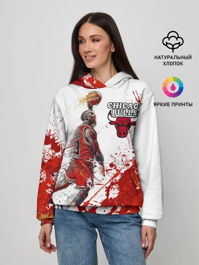 Женское худи с принтом «НБА — CHICAGO BULLS [9]»