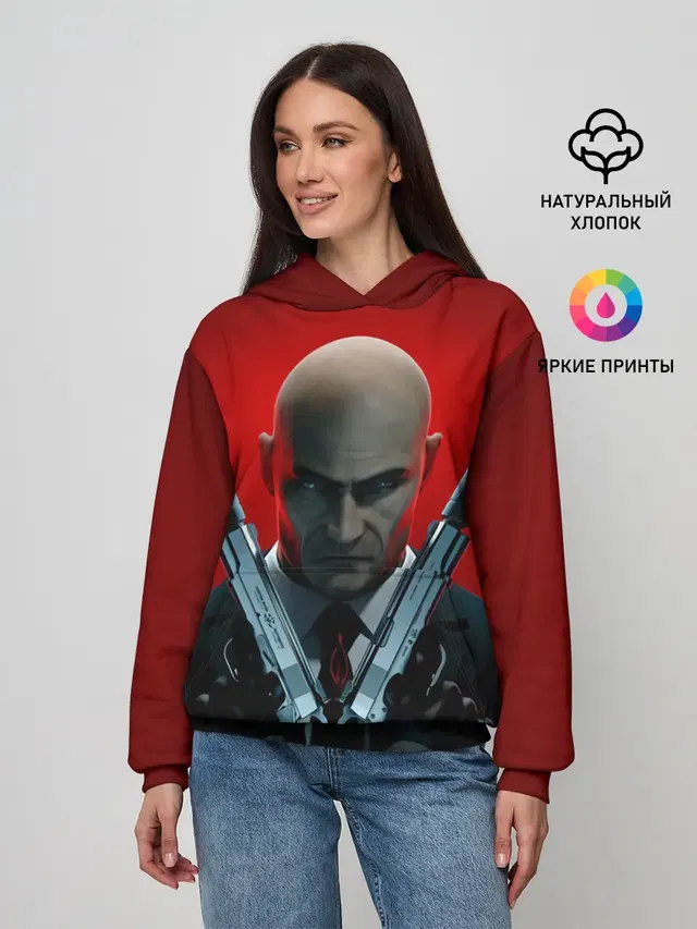 Женское худи с принтом «Hitman — Agent here»