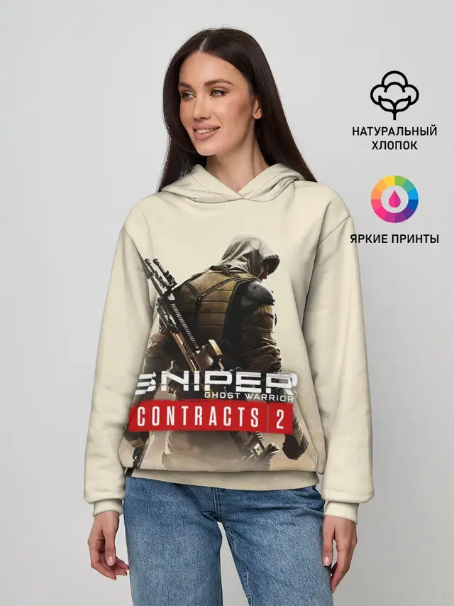 Женское худи с принтом «Разные игры — Sniper Ghost Warrior Contracts»